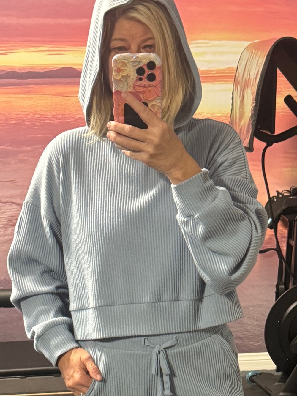 ALO Yoga Celestial Blue Ribbed Sweat Set - Picture 6 of 14